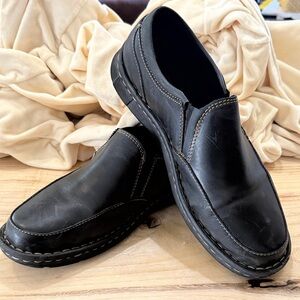 Born dark blue Leather Slip-On Loafers with Contrast Stitching